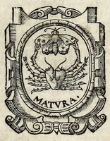 An illustration from Antonii Augustini, ivrecos., Emendationum & opinionum lib. IIII ; Eiusdem Ad Modestinum, siue, De excus. liber singularis. Item, Laelij Taurelli Ad Gallum & legem Velleam, Ad Catonem & Paulum, De militiis ex casu .. (1591)