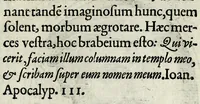 An illustration from Apocalypsis insignium aliquot haeresiarcharum : qua visiones & insomnia ipsis per somnia patefactae, blasphemias puta inauditas, ac deliramenta enthysiastica revelantur, unaq́ue opera vitae ac mortes coelo latino donantur : superadditae septendecim eorum, qui insigni supra reliquos temeritate ac depudendi audacia eminere visi, icones aereis expressae (1608)