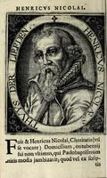 An illustration from Apocalypsis insignium aliquot haeresiarcharum : qua visiones & insomnia ipsis per somnia patefactae, blasphemias puta inauditas, ac deliramenta enthysiastica revelantur, unaq́ue opera vitae ac mortes coelo latino donantur : superadditae septendecim eorum, qui insigni supra reliquos temeritate ac depudendi audacia eminere visi, icones aereis expressae (1608)