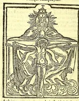 An illustration from Apologia, y declaracion en dialogos en la lengua mexicana, del symbolo de San Athanasio, y confessionario breve. (1653)