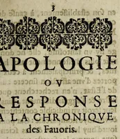 An illustration from Apologie ov response a la chroniqve des fauoris. (1622)