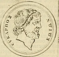 An illustration from Apotheosis vel consecratio Homeri, sive, Lapis antiquissimus in quo poëtarum principis Homeri consecratio sculpta est (1683)