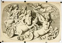 An illustration from Apotheosis vel consecratio Homeri, sive, Lapis antiquissimus in quo poëtarum principis Homeri consecratio sculpta est (1683)