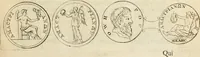 An illustration from Apotheosis vel consecratio Homeri, sive, Lapis antiquissimus in quo poëtarum principis Homeri consecratio sculpta est (1683)