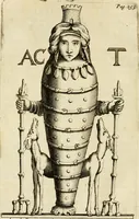 An illustration from Apotheosis vel consecratio Homeri, sive, Lapis antiquissimus in quo poëtarum principis Homeri consecratio sculpta est (1683)