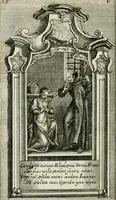 An illustration from Apparatus sacri honoris primo carmelitarum discalceatorum parenti seraphicæ virginis ac matris Theresiæ à Jesu filio primogenito S. Joanni à Cruce : post ejus solemnem in Vaticani colle apotheosin adornatus, a devotissimo filiorum suorum Collegio Augustano (1727)