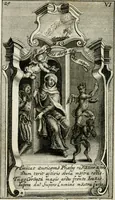 An illustration from Apparatus sacri honoris primo carmelitarum discalceatorum parenti seraphicæ virginis ac matris Theresiæ à Jesu filio primogenito S. Joanni à Cruce : post ejus solemnem in Vaticani colle apotheosin adornatus, a devotissimo filiorum suorum Collegio Augustano (1727)