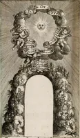 An illustration from Apparatus sacri honoris primo carmelitarum discalceatorum parenti seraphicæ virginis ac matris Theresiæ à Jesu filio primogenito S. Joanni à Cruce : post ejus solemnem in Vaticani colle apotheosin adornatus, a devotissimo filiorum suorum Collegio Augustano (1727)