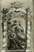 An illustration from Apparatus sacri honoris primo carmelitarum discalceatorum parenti seraphicæ virginis ac matris Theresiæ à Jesu filio primogenito S. Joanni à Cruce : post ejus solemnem in Vaticani colle apotheosin adornatus, a devotissimo filiorum suorum Collegio Augustano (1727)