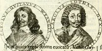 Picture 62 of 69 from Aquilae Austriacae pars secunda, seu, Monarchiae occidentalis tomus octauus : in quo imperatores Austrii a Maximiliano II vsquè ad coronationem Leopoldi Primi Occidentis imperatorem LI elogijs, hieroglyphicis, numismatibus, insignibus, symbolis, imaginibus antiquis ad viuum exhibentur exculpti, & longa historiarum serie exarati : vt nihil relictum sit, quod prisci vel hodierni habeant annales, sed diplomata, leges, indulta, genealogiae, donationes, priuilegia offeruntur congesta : inseruntur et regum principumque imagines, nummi honorarij, castrenses, triumphales, votiui, missiles, &c. qui sanguine, foedere, bello imperatoribus iuncti, occurrunt in opere : subijcitur cuique caesarum appendix symbolica, sacrolegalis, & historicopolitica, in qua symbolis & hieroglyphicis, are affabrè exculptis, Caesares eorumq[ue] gesta pinguntur & explanantur (1679), leaf 265