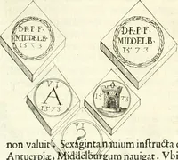 Picture 10 of 69 from Aquilae Austriacae pars secunda, seu, Monarchiae occidentalis tomus octauus : in quo imperatores Austrii a Maximiliano II vsquè ad coronationem Leopoldi Primi Occidentis imperatorem LI elogijs, hieroglyphicis, numismatibus, insignibus, symbolis, imaginibus antiquis ad viuum exhibentur exculpti, & longa historiarum serie exarati : vt nihil relictum sit, quod prisci vel hodierni habeant annales, sed diplomata, leges, indulta, genealogiae, donationes, priuilegia offeruntur congesta : inseruntur et regum principumque imagines, nummi honorarij, castrenses, triumphales, votiui, missiles, &c. qui sanguine, foedere, bello imperatoribus iuncti, occurrunt in opere : subijcitur cuique caesarum appendix symbolica, sacrolegalis, & historicopolitica, in qua symbolis & hieroglyphicis, are affabrè exculptis, Caesares eorumq[ue] gesta pinguntur & explanantur (1679), leaf 39