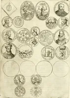 Picture 21 of 69 from Aquilae Austriacae pars secunda, seu, Monarchiae occidentalis tomus octauus : in quo imperatores Austrii a Maximiliano II vsquè ad coronationem Leopoldi Primi Occidentis imperatorem LI elogijs, hieroglyphicis, numismatibus, insignibus, symbolis, imaginibus antiquis ad viuum exhibentur exculpti, & longa historiarum serie exarati : vt nihil relictum sit, quod prisci vel hodierni habeant annales, sed diplomata, leges, indulta, genealogiae, donationes, priuilegia offeruntur congesta : inseruntur et regum principumque imagines, nummi honorarij, castrenses, triumphales, votiui, missiles, &c. qui sanguine, foedere, bello imperatoribus iuncti, occurrunt in opere : subijcitur cuique caesarum appendix symbolica, sacrolegalis, & historicopolitica, in qua symbolis & hieroglyphicis, are affabrè exculptis, Caesares eorumq[ue] gesta pinguntur & explanantur (1679), leaf 68