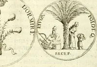 Picture 23 of 69 from Aquilae Austriacae pars secunda, seu, Monarchiae occidentalis tomus octauus : in quo imperatores Austrii a Maximiliano II vsquè ad coronationem Leopoldi Primi Occidentis imperatorem LI elogijs, hieroglyphicis, numismatibus, insignibus, symbolis, imaginibus antiquis ad viuum exhibentur exculpti, & longa historiarum serie exarati : vt nihil relictum sit, quod prisci vel hodierni habeant annales, sed diplomata, leges, indulta, genealogiae, donationes, priuilegia offeruntur congesta : inseruntur et regum principumque imagines, nummi honorarij, castrenses, triumphales, votiui, missiles, &c. qui sanguine, foedere, bello imperatoribus iuncti, occurrunt in opere : subijcitur cuique caesarum appendix symbolica, sacrolegalis, & historicopolitica, in qua symbolis & hieroglyphicis, are affabrè exculptis, Caesares eorumq[ue] gesta pinguntur & explanantur (1679), leaf 70