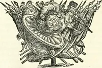 An illustration from Aquila franca sub qua Francones imperatores a Conrado II Salico vsquè ad Lotharium II Occidentis imperatorem XX : elogiis, hieroglyphicis, numismatibus, insignibus, symbolis, imaginibus antiquis ad viuum exhibentur exculpti, & longa historiarum serie exarati : vt nihil relictum sit, quod prisci vel hodierni habeant annales, sed diplomata, leges, indulta, genealogiae, donationes, priuilegia offeruntur congesta : inseruntur et regum principumque imagines, nummi honorarij, castrenses, triumphales, votiui, missiles, &c. qui sanguine, foedere, bello imperatoribus iuncti, occurrunt in opere : accedit cuique Caesarum tractatus sacrolegalis, & historicopoliticus ... (1679)