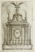An illustration from Aquila parentalis, sive, Funebris apparatus in funebre comitis Alberti de Grassis Bononiae senatoris, et Collegij Montis alti vice protectoris : eminentissimo ac reverendiss. Principi S.R.E. Cardinal Pallotto (1663)