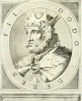An illustration from Aquila Saxonica : sub qua imperatores Saxones ab Henrico Aucupe, vsquè ad Henricum Sanctum Occidentis imperatorem XV. elogiis, hieroglyphicis, numismatibus, insignibus, symbolis, imaginibus antiquis ad viuum exhibentur exculpti, & longa historiarum serie exarati : vt nihil relictum sit, quod prisci, vel hodierni habeant annales, sed diplomata, leges, indulta, genealogiae, donationes, priuilegia offeruntur congesta : accedit cuique Caesarum tractatus sacrolegalis & historicopoliticus ... (1673)