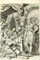 An illustration from Aquila Sueua, sub qua imperatores Sueui a Conrado III vsquè ad Conradum IV Occidentis imperatorem XXVII : elogiis, hieroglyphicis, numismatibus, insignibus, symbolis, imaginibus antiquis ad viuum exhibentur exculpti, & longa historiarum serie exarati : vt nihil relictum sit, quod prisci vel hodierni habeant annales, sed diplomata, leges, indulta, genealogiae, donationes, priuilegia offeruntur congesta : inseruntur et regum principumque imagines, nummi honorarij, castrenses, triumphales, votiui, missiles, &c. qui sanguine, foedere, bello Imperatoribus iuncti, occurrunt in opere : accedit cuique caesarum tractatus sacrolegalis & historicopoliticus ... (1679)