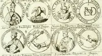 An illustration from Aquila vaga, sub qua ex diuersis nationibus et familijs a VVilhelmo Hollando vsquè ad Sigismundum Lutzelburgium occidentis imperatorem XXXIX. elogijs, hieroglyphicis, numismatibus, insignibus, symbolis, imaginibus antiquis ad viuum exhibentur exculpti, & longa historiarum serie exarati ... (1679)