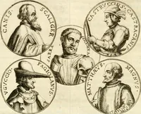 An illustration from Aquila vaga, sub qua ex diuersis nationibus et familijs a VVilhelmo Hollando vsquè ad Sigismundum Lutzelburgium occidentis imperatorem XXXIX. elogijs, hieroglyphicis, numismatibus, insignibus, symbolis, imaginibus antiquis ad viuum exhibentur exculpti, & longa historiarum serie exarati ... (1679)
