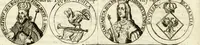 An illustration from Aquila vaga, sub qua ex diuersis nationibus et familijs a VVilhelmo Hollando vsquè ad Sigismundum Lutzelburgium occidentis imperatorem XXXIX. elogijs, hieroglyphicis, numismatibus, insignibus, symbolis, imaginibus antiquis ad viuum exhibentur exculpti, & longa historiarum serie exarati ... (1679)