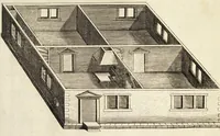 An illustration from Architectura chivilis : vertoonede verscheyde treffelijke cappen soo van toorens, kercke, als mede veelderhande voorname huysen, etc. : en eenige wenteltrappe dienstigh voor alle lief-hebbers en leerlingen van de bouw-konst (1670)