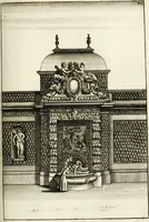 Picture 107 of 233 from Architectura curiosa nova, exponens 1. Fundamenta hydragogica, indolemq[ue] aquæ, aëris interventu in altum levandæ. 2. Varios aquarum ac salientium fontium lusus per varia spectatu jucunda epistomiorum seu siphonum genera. 3. Magnum amnissimorum fontium, machinarumq[ue] aquæductoriarum sumtu magno exstructarum, ac per Italiam, Britanniam, Germaniam &c. visendarum, numerum. 4. Specus artificiales sumtuosissimas, cum plerisq[ue] principum europæorum palatiis, hortis, aulis; nec non præcipuis monasteriis atq[ue] arcibus. 5. Cum auctario figurarum elegantissimarum, ad hortorum topiaria vario ductù dividenda, nec non conclavium laquearibus ac pavimentis segmentandis, itemq[ue] labyrinthis construendis, adhibendarum. Omnia 200 æri incisis... descripta (1664), leaf 248