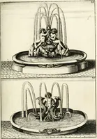 Picture 118 of 233 from Architectura curiosa nova, exponens 1. Fundamenta hydragogica, indolemq[ue] aquæ, aëris interventu in altum levandæ. 2. Varios aquarum ac salientium fontium lusus per varia spectatu jucunda epistomiorum seu siphonum genera. 3. Magnum amnissimorum fontium, machinarumq[ue] aquæductoriarum sumtu magno exstructarum, ac per Italiam, Britanniam, Germaniam &c. visendarum, numerum. 4. Specus artificiales sumtuosissimas, cum plerisq[ue] principum europæorum palatiis, hortis, aulis; nec non præcipuis monasteriis atq[ue] arcibus. 5. Cum auctario figurarum elegantissimarum, ad hortorum topiaria vario ductù dividenda, nec non conclavium laquearibus ac pavimentis segmentandis, itemq[ue] labyrinthis construendis, adhibendarum. Omnia 200 æri incisis... descripta (1664), leaf 270
