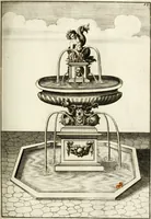 Picture 124 of 233 from Architectura curiosa nova, exponens 1. Fundamenta hydragogica, indolemq[ue] aquæ, aëris interventu in altum levandæ. 2. Varios aquarum ac salientium fontium lusus per varia spectatu jucunda epistomiorum seu siphonum genera. 3. Magnum amnissimorum fontium, machinarumq[ue] aquæductoriarum sumtu magno exstructarum, ac per Italiam, Britanniam, Germaniam &c. visendarum, numerum. 4. Specus artificiales sumtuosissimas, cum plerisq[ue] principum europæorum palatiis, hortis, aulis; nec non præcipuis monasteriis atq[ue] arcibus. 5. Cum auctario figurarum elegantissimarum, ad hortorum topiaria vario ductù dividenda, nec non conclavium laquearibus ac pavimentis segmentandis, itemq[ue] labyrinthis construendis, adhibendarum. Omnia 200 æri incisis... descripta (1664), leaf 282
