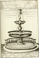 Picture 127 of 233 from Architectura curiosa nova, exponens 1. Fundamenta hydragogica, indolemq[ue] aquæ, aëris interventu in altum levandæ. 2. Varios aquarum ac salientium fontium lusus per varia spectatu jucunda epistomiorum seu siphonum genera. 3. Magnum amnissimorum fontium, machinarumq[ue] aquæductoriarum sumtu magno exstructarum, ac per Italiam, Britanniam, Germaniam &c. visendarum, numerum. 4. Specus artificiales sumtuosissimas, cum plerisq[ue] principum europæorum palatiis, hortis, aulis; nec non præcipuis monasteriis atq[ue] arcibus. 5. Cum auctario figurarum elegantissimarum, ad hortorum topiaria vario ductù dividenda, nec non conclavium laquearibus ac pavimentis segmentandis, itemq[ue] labyrinthis construendis, adhibendarum. Omnia 200 æri incisis... descripta (1664), leaf 288