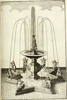 Picture 131 of 233 from Architectura curiosa nova, exponens 1. Fundamenta hydragogica, indolemq[ue] aquæ, aëris interventu in altum levandæ. 2. Varios aquarum ac salientium fontium lusus per varia spectatu jucunda epistomiorum seu siphonum genera. 3. Magnum amnissimorum fontium, machinarumq[ue] aquæductoriarum sumtu magno exstructarum, ac per Italiam, Britanniam, Germaniam &c. visendarum, numerum. 4. Specus artificiales sumtuosissimas, cum plerisq[ue] principum europæorum palatiis, hortis, aulis; nec non præcipuis monasteriis atq[ue] arcibus. 5. Cum auctario figurarum elegantissimarum, ad hortorum topiaria vario ductù dividenda, nec non conclavium laquearibus ac pavimentis segmentandis, itemq[ue] labyrinthis construendis, adhibendarum. Omnia 200 æri incisis... descripta (1664), leaf 296