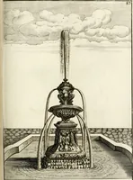 Picture 154 of 233 from Architectura curiosa nova, exponens 1. Fundamenta hydragogica, indolemq[ue] aquæ, aëris interventu in altum levandæ. 2. Varios aquarum ac salientium fontium lusus per varia spectatu jucunda epistomiorum seu siphonum genera. 3. Magnum amnissimorum fontium, machinarumq[ue] aquæductoriarum sumtu magno exstructarum, ac per Italiam, Britanniam, Germaniam &c. visendarum, numerum. 4. Specus artificiales sumtuosissimas, cum plerisq[ue] principum europæorum palatiis, hortis, aulis; nec non præcipuis monasteriis atq[ue] arcibus. 5. Cum auctario figurarum elegantissimarum, ad hortorum topiaria vario ductù dividenda, nec non conclavium laquearibus ac pavimentis segmentandis, itemq[ue] labyrinthis construendis, adhibendarum. Omnia 200 æri incisis... descripta (1664), leaf 342