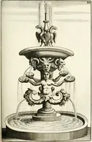 Picture 155 of 233 from Architectura curiosa nova, exponens 1. Fundamenta hydragogica, indolemq[ue] aquæ, aëris interventu in altum levandæ. 2. Varios aquarum ac salientium fontium lusus per varia spectatu jucunda epistomiorum seu siphonum genera. 3. Magnum amnissimorum fontium, machinarumq[ue] aquæductoriarum sumtu magno exstructarum, ac per Italiam, Britanniam, Germaniam &c. visendarum, numerum. 4. Specus artificiales sumtuosissimas, cum plerisq[ue] principum europæorum palatiis, hortis, aulis; nec non præcipuis monasteriis atq[ue] arcibus. 5. Cum auctario figurarum elegantissimarum, ad hortorum topiaria vario ductù dividenda, nec non conclavium laquearibus ac pavimentis segmentandis, itemq[ue] labyrinthis construendis, adhibendarum. Omnia 200 æri incisis... descripta (1664), leaf 344