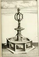 Picture 156 of 233 from Architectura curiosa nova, exponens 1. Fundamenta hydragogica, indolemq[ue] aquæ, aëris interventu in altum levandæ. 2. Varios aquarum ac salientium fontium lusus per varia spectatu jucunda epistomiorum seu siphonum genera. 3. Magnum amnissimorum fontium, machinarumq[ue] aquæductoriarum sumtu magno exstructarum, ac per Italiam, Britanniam, Germaniam &c. visendarum, numerum. 4. Specus artificiales sumtuosissimas, cum plerisq[ue] principum europæorum palatiis, hortis, aulis; nec non præcipuis monasteriis atq[ue] arcibus. 5. Cum auctario figurarum elegantissimarum, ad hortorum topiaria vario ductù dividenda, nec non conclavium laquearibus ac pavimentis segmentandis, itemq[ue] labyrinthis construendis, adhibendarum. Omnia 200 æri incisis... descripta (1664), leaf 346