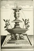 Picture 158 of 233 from Architectura curiosa nova, exponens 1. Fundamenta hydragogica, indolemq[ue] aquæ, aëris interventu in altum levandæ. 2. Varios aquarum ac salientium fontium lusus per varia spectatu jucunda epistomiorum seu siphonum genera. 3. Magnum amnissimorum fontium, machinarumq[ue] aquæductoriarum sumtu magno exstructarum, ac per Italiam, Britanniam, Germaniam &c. visendarum, numerum. 4. Specus artificiales sumtuosissimas, cum plerisq[ue] principum europæorum palatiis, hortis, aulis; nec non præcipuis monasteriis atq[ue] arcibus. 5. Cum auctario figurarum elegantissimarum, ad hortorum topiaria vario ductù dividenda, nec non conclavium laquearibus ac pavimentis segmentandis, itemq[ue] labyrinthis construendis, adhibendarum. Omnia 200 æri incisis... descripta (1664), leaf 350