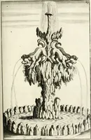 Picture 160 of 233 from Architectura curiosa nova, exponens 1. Fundamenta hydragogica, indolemq[ue] aquæ, aëris interventu in altum levandæ. 2. Varios aquarum ac salientium fontium lusus per varia spectatu jucunda epistomiorum seu siphonum genera. 3. Magnum amnissimorum fontium, machinarumq[ue] aquæductoriarum sumtu magno exstructarum, ac per Italiam, Britanniam, Germaniam &c. visendarum, numerum. 4. Specus artificiales sumtuosissimas, cum plerisq[ue] principum europæorum palatiis, hortis, aulis; nec non præcipuis monasteriis atq[ue] arcibus. 5. Cum auctario figurarum elegantissimarum, ad hortorum topiaria vario ductù dividenda, nec non conclavium laquearibus ac pavimentis segmentandis, itemq[ue] labyrinthis construendis, adhibendarum. Omnia 200 æri incisis... descripta (1664), leaf 354
