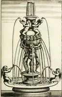 Picture 164 of 233 from Architectura curiosa nova, exponens 1. Fundamenta hydragogica, indolemq[ue] aquæ, aëris interventu in altum levandæ. 2. Varios aquarum ac salientium fontium lusus per varia spectatu jucunda epistomiorum seu siphonum genera. 3. Magnum amnissimorum fontium, machinarumq[ue] aquæductoriarum sumtu magno exstructarum, ac per Italiam, Britanniam, Germaniam &c. visendarum, numerum. 4. Specus artificiales sumtuosissimas, cum plerisq[ue] principum europæorum palatiis, hortis, aulis; nec non præcipuis monasteriis atq[ue] arcibus. 5. Cum auctario figurarum elegantissimarum, ad hortorum topiaria vario ductù dividenda, nec non conclavium laquearibus ac pavimentis segmentandis, itemq[ue] labyrinthis construendis, adhibendarum. Omnia 200 æri incisis... descripta (1664), leaf 362