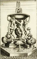 Picture 165 of 233 from Architectura curiosa nova, exponens 1. Fundamenta hydragogica, indolemq[ue] aquæ, aëris interventu in altum levandæ. 2. Varios aquarum ac salientium fontium lusus per varia spectatu jucunda epistomiorum seu siphonum genera. 3. Magnum amnissimorum fontium, machinarumq[ue] aquæductoriarum sumtu magno exstructarum, ac per Italiam, Britanniam, Germaniam &c. visendarum, numerum. 4. Specus artificiales sumtuosissimas, cum plerisq[ue] principum europæorum palatiis, hortis, aulis; nec non præcipuis monasteriis atq[ue] arcibus. 5. Cum auctario figurarum elegantissimarum, ad hortorum topiaria vario ductù dividenda, nec non conclavium laquearibus ac pavimentis segmentandis, itemq[ue] labyrinthis construendis, adhibendarum. Omnia 200 æri incisis... descripta (1664), leaf 364