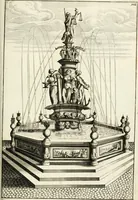 Picture 173 of 233 from Architectura curiosa nova, exponens 1. Fundamenta hydragogica, indolemq[ue] aquæ, aëris interventu in altum levandæ. 2. Varios aquarum ac salientium fontium lusus per varia spectatu jucunda epistomiorum seu siphonum genera. 3. Magnum amnissimorum fontium, machinarumq[ue] aquæductoriarum sumtu magno exstructarum, ac per Italiam, Britanniam, Germaniam &c. visendarum, numerum. 4. Specus artificiales sumtuosissimas, cum plerisq[ue] principum europæorum palatiis, hortis, aulis; nec non præcipuis monasteriis atq[ue] arcibus. 5. Cum auctario figurarum elegantissimarum, ad hortorum topiaria vario ductù dividenda, nec non conclavium laquearibus ac pavimentis segmentandis, itemq[ue] labyrinthis construendis, adhibendarum. Omnia 200 æri incisis... descripta (1664), leaf 380