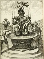 Picture 174 of 233 from Architectura curiosa nova, exponens 1. Fundamenta hydragogica, indolemq[ue] aquæ, aëris interventu in altum levandæ. 2. Varios aquarum ac salientium fontium lusus per varia spectatu jucunda epistomiorum seu siphonum genera. 3. Magnum amnissimorum fontium, machinarumq[ue] aquæductoriarum sumtu magno exstructarum, ac per Italiam, Britanniam, Germaniam &c. visendarum, numerum. 4. Specus artificiales sumtuosissimas, cum plerisq[ue] principum europæorum palatiis, hortis, aulis; nec non præcipuis monasteriis atq[ue] arcibus. 5. Cum auctario figurarum elegantissimarum, ad hortorum topiaria vario ductù dividenda, nec non conclavium laquearibus ac pavimentis segmentandis, itemq[ue] labyrinthis construendis, adhibendarum. Omnia 200 æri incisis... descripta (1664), leaf 382