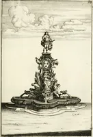Picture 180 of 233 from Architectura curiosa nova, exponens 1. Fundamenta hydragogica, indolemq[ue] aquæ, aëris interventu in altum levandæ. 2. Varios aquarum ac salientium fontium lusus per varia spectatu jucunda epistomiorum seu siphonum genera. 3. Magnum amnissimorum fontium, machinarumq[ue] aquæductoriarum sumtu magno exstructarum, ac per Italiam, Britanniam, Germaniam &c. visendarum, numerum. 4. Specus artificiales sumtuosissimas, cum plerisq[ue] principum europæorum palatiis, hortis, aulis; nec non præcipuis monasteriis atq[ue] arcibus. 5. Cum auctario figurarum elegantissimarum, ad hortorum topiaria vario ductù dividenda, nec non conclavium laquearibus ac pavimentis segmentandis, itemq[ue] labyrinthis construendis, adhibendarum. Omnia 200 æri incisis... descripta (1664), leaf 394