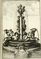 Picture 186 of 233 from Architectura curiosa nova, exponens 1. Fundamenta hydragogica, indolemq[ue] aquæ, aëris interventu in altum levandæ. 2. Varios aquarum ac salientium fontium lusus per varia spectatu jucunda epistomiorum seu siphonum genera. 3. Magnum amnissimorum fontium, machinarumq[ue] aquæductoriarum sumtu magno exstructarum, ac per Italiam, Britanniam, Germaniam &c. visendarum, numerum. 4. Specus artificiales sumtuosissimas, cum plerisq[ue] principum europæorum palatiis, hortis, aulis; nec non præcipuis monasteriis atq[ue] arcibus. 5. Cum auctario figurarum elegantissimarum, ad hortorum topiaria vario ductù dividenda, nec non conclavium laquearibus ac pavimentis segmentandis, itemq[ue] labyrinthis construendis, adhibendarum. Omnia 200 æri incisis... descripta (1664), leaf 406