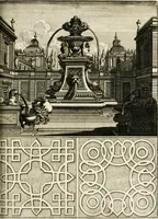 Picture 198 of 233 from Architectura curiosa nova, exponens 1. Fundamenta hydragogica, indolemq[ue] aquæ, aëris interventu in altum levandæ. 2. Varios aquarum ac salientium fontium lusus per varia spectatu jucunda epistomiorum seu siphonum genera. 3. Magnum amnissimorum fontium, machinarumq[ue] aquæductoriarum sumtu magno exstructarum, ac per Italiam, Britanniam, Germaniam &c. visendarum, numerum. 4. Specus artificiales sumtuosissimas, cum plerisq[ue] principum europæorum palatiis, hortis, aulis; nec non præcipuis monasteriis atq[ue] arcibus. 5. Cum auctario figurarum elegantissimarum, ad hortorum topiaria vario ductù dividenda, nec non conclavium laquearibus ac pavimentis segmentandis, itemq[ue] labyrinthis construendis, adhibendarum. Omnia 200 æri incisis... descripta (1664), leaf 456