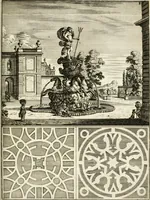 Picture 201 of 233 from Architectura curiosa nova, exponens 1. Fundamenta hydragogica, indolemq[ue] aquæ, aëris interventu in altum levandæ. 2. Varios aquarum ac salientium fontium lusus per varia spectatu jucunda epistomiorum seu siphonum genera. 3. Magnum amnissimorum fontium, machinarumq[ue] aquæductoriarum sumtu magno exstructarum, ac per Italiam, Britanniam, Germaniam &c. visendarum, numerum. 4. Specus artificiales sumtuosissimas, cum plerisq[ue] principum europæorum palatiis, hortis, aulis; nec non præcipuis monasteriis atq[ue] arcibus. 5. Cum auctario figurarum elegantissimarum, ad hortorum topiaria vario ductù dividenda, nec non conclavium laquearibus ac pavimentis segmentandis, itemq[ue] labyrinthis construendis, adhibendarum. Omnia 200 æri incisis... descripta (1664), leaf 462