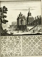 Picture 202 of 233 from Architectura curiosa nova, exponens 1. Fundamenta hydragogica, indolemq[ue] aquæ, aëris interventu in altum levandæ. 2. Varios aquarum ac salientium fontium lusus per varia spectatu jucunda epistomiorum seu siphonum genera. 3. Magnum amnissimorum fontium, machinarumq[ue] aquæductoriarum sumtu magno exstructarum, ac per Italiam, Britanniam, Germaniam &c. visendarum, numerum. 4. Specus artificiales sumtuosissimas, cum plerisq[ue] principum europæorum palatiis, hortis, aulis; nec non præcipuis monasteriis atq[ue] arcibus. 5. Cum auctario figurarum elegantissimarum, ad hortorum topiaria vario ductù dividenda, nec non conclavium laquearibus ac pavimentis segmentandis, itemq[ue] labyrinthis construendis, adhibendarum. Omnia 200 æri incisis... descripta (1664), leaf 464