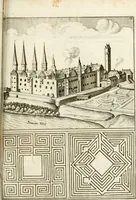 Picture 210 of 233 from Architectura curiosa nova, exponens 1. Fundamenta hydragogica, indolemq[ue] aquæ, aëris interventu in altum levandæ. 2. Varios aquarum ac salientium fontium lusus per varia spectatu jucunda epistomiorum seu siphonum genera. 3. Magnum amnissimorum fontium, machinarumq[ue] aquæductoriarum sumtu magno exstructarum, ac per Italiam, Britanniam, Germaniam &c. visendarum, numerum. 4. Specus artificiales sumtuosissimas, cum plerisq[ue] principum europæorum palatiis, hortis, aulis; nec non præcipuis monasteriis atq[ue] arcibus. 5. Cum auctario figurarum elegantissimarum, ad hortorum topiaria vario ductù dividenda, nec non conclavium laquearibus ac pavimentis segmentandis, itemq[ue] labyrinthis construendis, adhibendarum. Omnia 200 æri incisis... descripta (1664), leaf 478