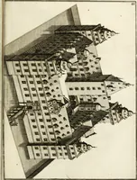 Picture 215 of 233 from Architectura curiosa nova, exponens 1. Fundamenta hydragogica, indolemq[ue] aquæ, aëris interventu in altum levandæ. 2. Varios aquarum ac salientium fontium lusus per varia spectatu jucunda epistomiorum seu siphonum genera. 3. Magnum amnissimorum fontium, machinarumq[ue] aquæductoriarum sumtu magno exstructarum, ac per Italiam, Britanniam, Germaniam &c. visendarum, numerum. 4. Specus artificiales sumtuosissimas, cum plerisq[ue] principum europæorum palatiis, hortis, aulis; nec non præcipuis monasteriis atq[ue] arcibus. 5. Cum auctario figurarum elegantissimarum, ad hortorum topiaria vario ductù dividenda, nec non conclavium laquearibus ac pavimentis segmentandis, itemq[ue] labyrinthis construendis, adhibendarum. Omnia 200 æri incisis... descripta (1664), leaf 488