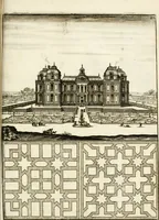 Picture 221 of 233 from Architectura curiosa nova, exponens 1. Fundamenta hydragogica, indolemq[ue] aquæ, aëris interventu in altum levandæ. 2. Varios aquarum ac salientium fontium lusus per varia spectatu jucunda epistomiorum seu siphonum genera. 3. Magnum amnissimorum fontium, machinarumq[ue] aquæductoriarum sumtu magno exstructarum, ac per Italiam, Britanniam, Germaniam &c. visendarum, numerum. 4. Specus artificiales sumtuosissimas, cum plerisq[ue] principum europæorum palatiis, hortis, aulis; nec non præcipuis monasteriis atq[ue] arcibus. 5. Cum auctario figurarum elegantissimarum, ad hortorum topiaria vario ductù dividenda, nec non conclavium laquearibus ac pavimentis segmentandis, itemq[ue] labyrinthis construendis, adhibendarum. Omnia 200 æri incisis... descripta (1664), leaf 498