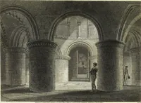 An illustration from The architectural antiquities of Great Britain, represented and illustrated in a series of views, elevations, plans, sections, and details, of various ancient English edifices : with historical and descriptive accounts of each (1807)