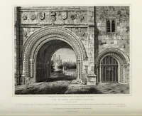 An illustration from The architectural antiquities of Great Britain, represented and illustrated in a series of views, elevations, plans, sections, and details, of various ancient English edifices : with historical and descriptive accounts of each (1807)