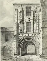 An illustration from The architectural antiquities of Great Britain, represented and illustrated in a series of views, elevations, plans, sections, and details, of various ancient English edifices : with historical and descriptive accounts of each (1807)